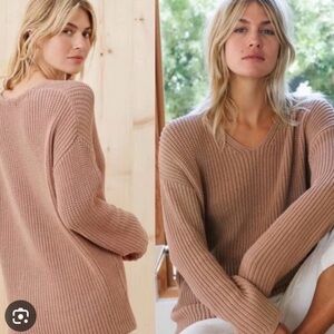 Jenni Kayne Cotton Cabin Sweater in Dusty Rose
